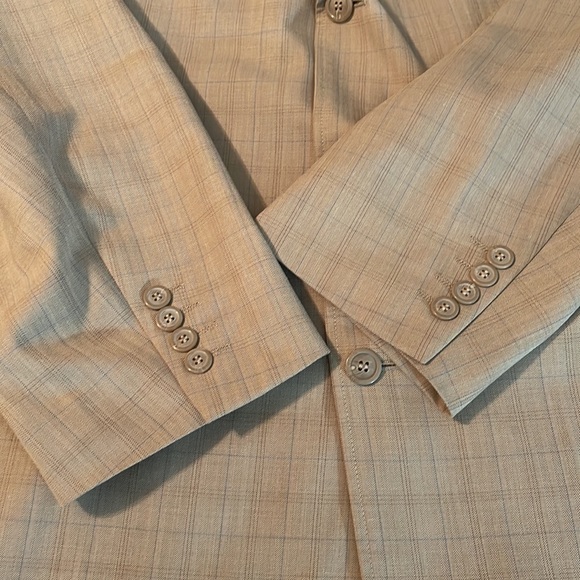 Zandello Tan Blue Stripes Mens Suit Jacket and Pants Tuxedo size 52R and 46R - Picture 8 of 17